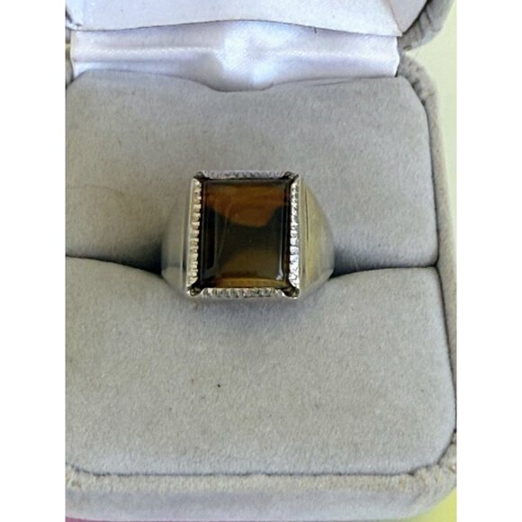 Vintage 60s Wallace Mfg Sterling Silver Ring Banded Picture Agate Size 6 - Picture 2 of 10